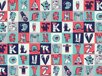 AlphaBeasts alphabet design characters creatures kids lettering monster alphabet monsters typography