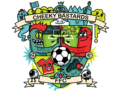 Cheeky Bastards FFC Shield bastards character design characters cheeky illustration logo logo design shield shield logo unique vector wotto