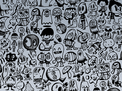 Inky All Over Doodle pattern apparel character design characters cute doodle doodle art doodles fashion illustration wotto