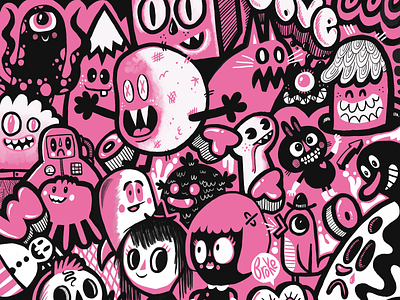 Pink Doodles Extended character design characters cute doodles illustration pink wotto