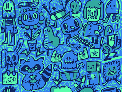 Feelin Blue? blue and gree characetr artist character design characters cute cute character design doodle art doodles illustration lowbrow unique vector wotto