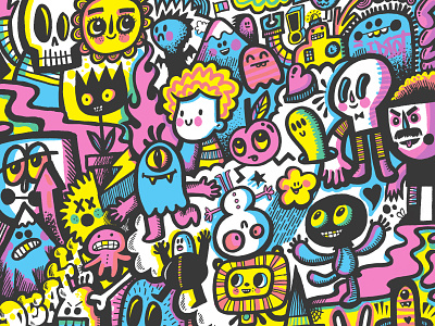 CMYK Doodles bright character design characters cmyk colorful cute doodles illustration printing wotto