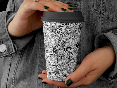 Textbook NYC Coffee Cup black and white branding branding direction characters coffee coffee cup coffee design cute doodle doodles nyc textbook wotto