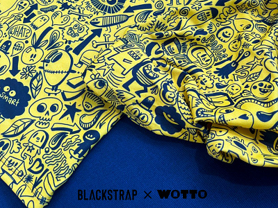 Blackstrap x wotto Tube Face Mask apparel blackstrap characters clothing colab collaboration doodle art doodles mask outdoors wotto yellow