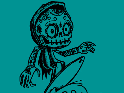 Surfer Doodle calavera day of the dead mexican skeleton skull skull man sugar skull surf surfer surfing