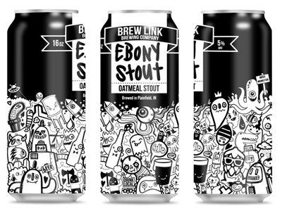 Ebony Stout Can Design alcohol beer booze brewery brewing can character design packaging pint wotto