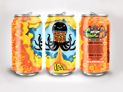 Cosmic Jacuzzi Beer Can beer can beer design brewery can design craft beer octopus packaging