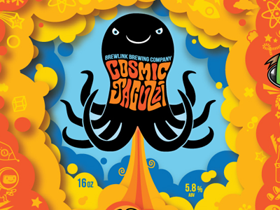 Cosmic Jacuzzi IPA Beer Can beer can brewery can character craft beer illustrator octopus packaging vector
