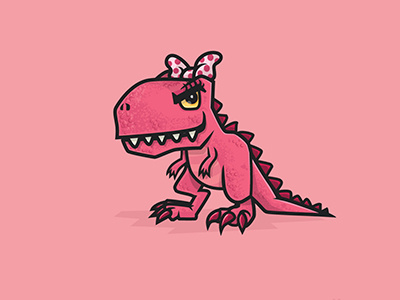 Pinkasaurus Character Design bow branding character development dinosaur illustrator pink dino strong female t rex tyrannosaurus rex