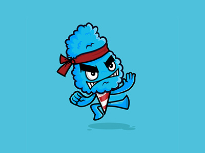 Cotton Candy Commander Character Design blue character branding candy floss character design commander cotton candy fun character rambo wotto