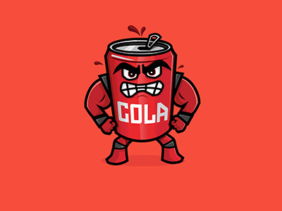 Mad Cola Character Design branding can character coke can cola meat head muscles soda strong man wotto