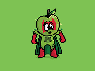 Sour Apple Shock Character Design apple apple head character design cider hero sour super hero superhero