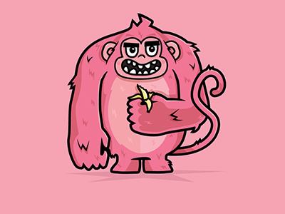 Strawberry Monkey Character Design ape banana big gorilla large monkey monkeys muscles muscular pink monkey primate