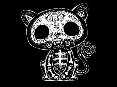 Day of the Kitty cat cute day of the dead death dia de los muertos kitty mexican sugar skull