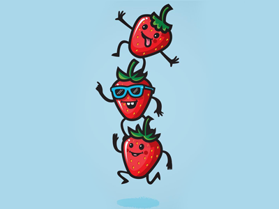 Strawberry Trio running fruit funny cute characters sunglasses strawberries strawberry