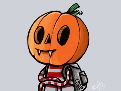 Pumpkin Kid character character design halloween oddball pumpkin head school kid teenager