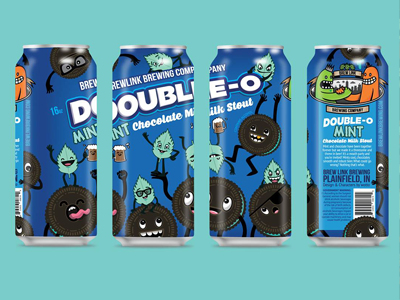 Double O Chocolate Mint Milk Stout - Can Design beer beer can beer can design beer design cookies craft beer cute oreos parody stout