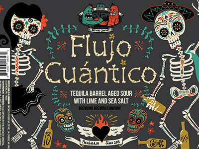 Flujo Cuántico Bottle Design beer beer bottle beer design calavera can art day of the dead mexican art skull