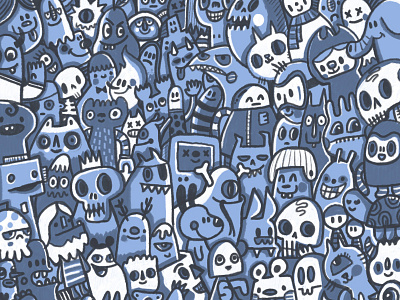 Blue Doodles blue characters detailed doodle doodle art doodleart doodles illustration wotto