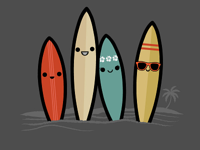 Surfboards beach beachlife characters cute fun hawaii kawaii ocean sand surf surfboards surfing