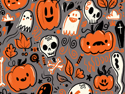 Halloween Doodle 2018 coffin cute halloween fun ghosts halloween jack o lantern pumpkins skulls spooky