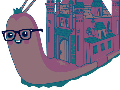 Home Sweet Home castle character design crown glasses hipster pink snail