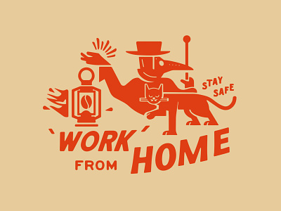 Stay Safe art brand branding cat coffee concept covid 19 design from home illustration lettering logo packaging plague retro safe stay vintage work
