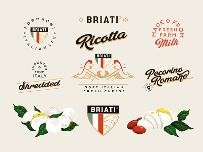 Briati Brand Assets branding brush cheese classy concept identity illustration italian lettering logo ornament packaging realistic retro style tasty traditional typography vintage vintage badge