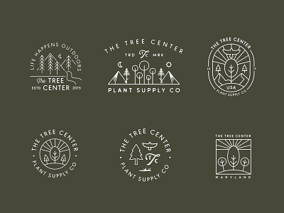 The Tree Center Badges adventure badge badge logo bird branding concept eagle icon identity illustration lockup logo logos mark moon nature retro sun supply tree