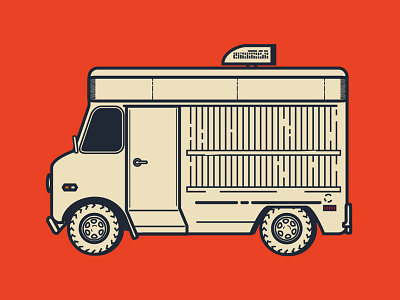 Truck Illustration III back blue car drawing icon illustration orange retro side simple truck van