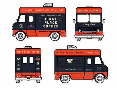 First Place Coffee Truck Updates brand coffee concept design icon identity illustration project truck update van