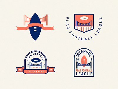 Concepts for Flag Football League branding color custom design football icon identity illustration layout lettering logo