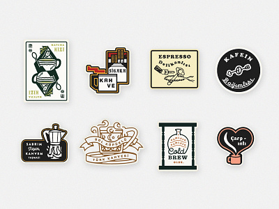 Coffee Sticker Pack badge coffee concept design exploration identity istanbul label lettering pack retro sticker