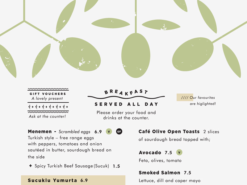 Cafe Olive Menu Pattern by Zeki Michael on Dribbble