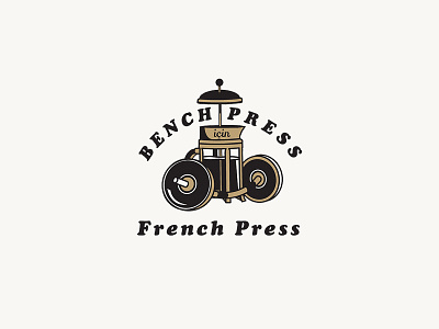 French Press for Bench Press coffee concept drawing french gold health icon identity illustration minimal press sticker