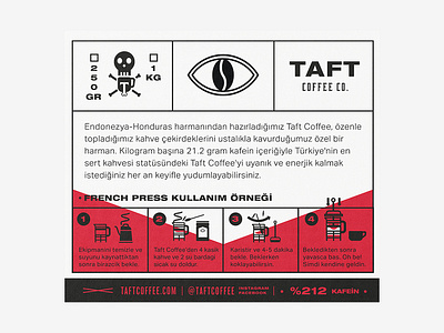Taft Coffee Co. Brewing Instructions art badge brand branding coffee color danger design identity illustration istanbul label lettering logo packaging retro type typography vector vintage