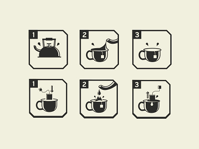 EasyBrew Illustrations art branding coffee concept craft design flat identity illustration instruction kettle lettering minimal mug packaging retro steeped tea vector vintage