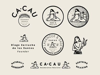 CA·CAU Brand Exploration art badge brand branding concept deodrant design exploration icon identity illustration lettering logo nature packaging retro typography vector vintage woman