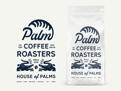 Palm Coffee Roasters House Packaging alligator art brand branding coffee concept craft design florida icon identity illustration label lettering logo minimal packaging retro typography vintage