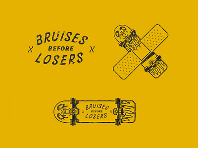 Bruises Before Losers apparel art brand branding design icon identity illustration label lettering lock up logo retro skate skateboard skater texture typography vector vintage