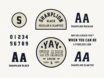Sharplion Assets assets badges beer branding branding design concept design exploration font identity lettering logo packaging slab serif slanted typeface typography vector vintage whiskey