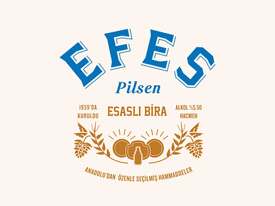 Efes Beer beer beer art beer branding beer label bottle branding brewery can design europe hops icon identity illustration lettering logo logo design logotype packaging typography