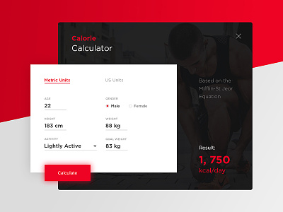 Calorie Calculator calculator clean dailyui dailyui004 design fitness form ui ui form ux web