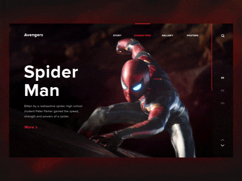 Avengers Slider Transition animation avengers black panther infinity war interface marvel slider spider man transition ui ux web