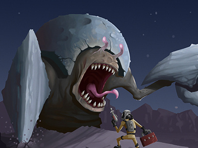 Pest Control (WIP) alien creature digital illustration spaceman