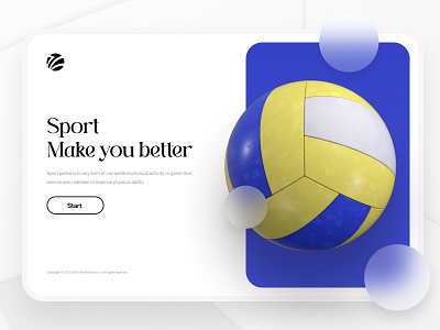 SPORT Make you better 3d ball c4d design graphic design home page illustration login sport ui uiux ux vollyball web design
