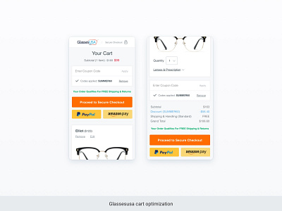 GlassesUSA - Mobile cart optimization