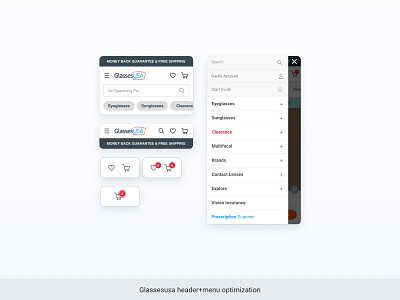 GlassesUSA - Header & menu optimization