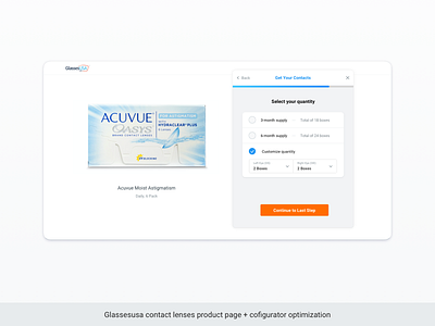 GlassesUSA - Contact lenses product page & configurator