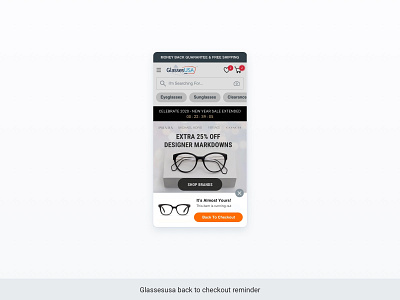 GlassesUSA - Back to checkout reminder